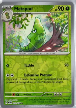 Metapod 011/165 Common 151 Pokemon Reverse Holo Lightly Played - Image 1