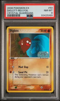 Diglett-Rev.Foil 2006 Pokemon Ex Crystal Guardians #50/100 PSA 8 - Image 1
