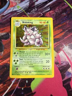 Pokemon TCG Nidoking 11/102 Base Set Holo Rare Card Unlimited WOTC DMG - Image 1