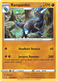 Rampardos 077/189 Astral Radiance Holo Rare NM 2022 Reverse Holo - Image 2