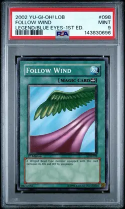 2002 Yu-Gi-Oh! Follow Wind LOB 1st Edition Common PSA 9 - Image 1