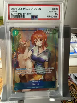 ONE PIECE TCG Nami 050 English Op09 Alternate Art Gem Mint Psa 10 - Image 1