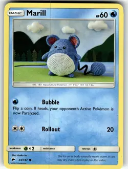 Marill 34/147 SM - Burning Shadows LP Pokemon Card TCG - Image 1