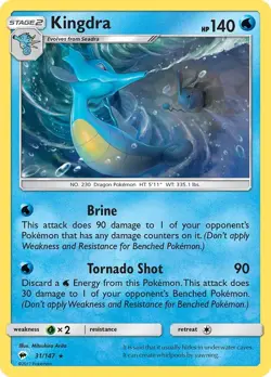 Kingdra 31/147 Holo Rare SM - Burning Shadows Pokemon Card - Image 1