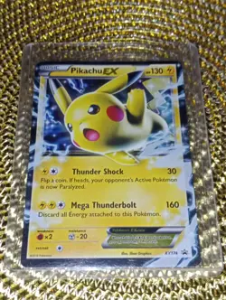 Pokemon TCG Pikachu EX XY174 Holo Ultra Rare Black Star Promo 2016 JUMBO Card LP - Image 1