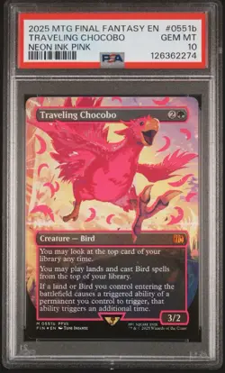 2025 MTG Final Fantasy 0551B Traveling Chocobo Neon Ink Pink PSA 10 GEM MINT - Image 1