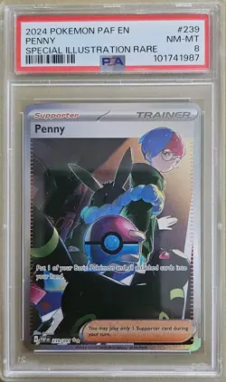 2024 POKEMON PAF EN-PALDEAN FATES SPECIAL ILLUSTRATION RARE #239 PENNY PSA 8 - Image 1