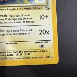 Pokemon TCG 1999 Jungle Jolteon 4/64 Holo Rare Unlimited Vintage English LP - Image 4