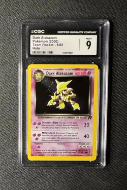 2000 POKEMON TEAM ROCKET #1 DARK ALAKAZAM-HOLO CGC 9 SWIRL - Image 1