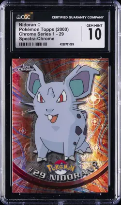 2000 TOPPS CHROME POKEMON SER 1 SPECTRA-CHROME #29 NIDORAN CGC 10 GEM MINT - Image 1