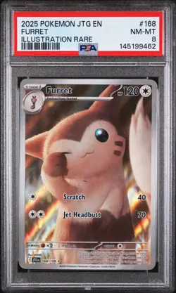 2025 Pokemon English Journey Together Furret Art Rare 168/159 PSA 8 NM-MT - Image 1