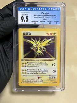 Pokemon Zapdos #16 1999 base 1. Edition Holo CGC 10 GEM MINT - Old Blue 9.5 DE - Image 1