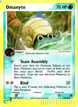 Pokemon TCG Omanyte Reverse Holo Sandstorm 70/100 LP/MP - Image 1