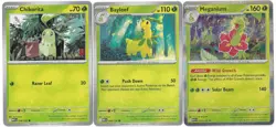 Chikorita 008/132 + Bayleef 009/132 + Meganium 010/132 Evolution set Pokemon NM - Image 1