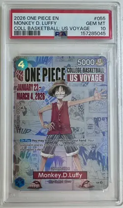 2026 ONE PIECE PROMOS COLLEGE BASKETBALL: US VOYAGE MONKEY D. LUFFY PSA 10 💎 - Image 1