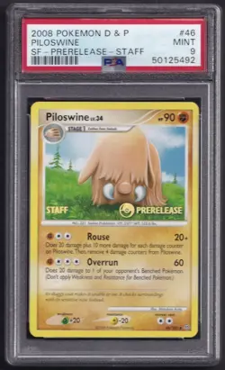 Pokemon Piloswine LV.46 Staff Prerelease Stamp Stormfront 46/100 PSA 9 Mint EN - Image 1