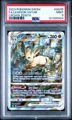 2023 POKEMON SWORD & SHIELD CROWN ZENITH #GG35 FULL ART/LEAFEON VSTAR PSA 9 - Image 1