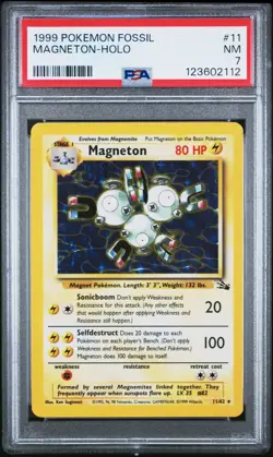 1999 POKEMON FOSSIL #11 MAGNETON-HOLO PSA 7 - Image 1