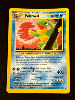 Politoed 8/75 Holo Rare Neo Discovery Unlimited Pokemon Card. SWIRL NM Card - Image 1