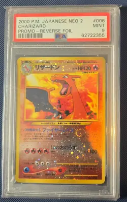 2000 Pokemon Japanese Neo 2 Charizard Promo Reverse Foil PSA 9 - Image 2