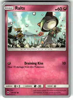Ralts - 2017 (Diego Cassiraga) 91/147 World Championship NM Pokemon Card TCG - Image 1