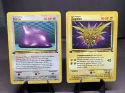 Pokemon TCG 1st Edition Fossil Non Holo Lot of 2 Cards - Ditto & Zapdos VTG WOTC - Image 1