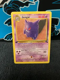 Gengar 20/62 Fossil 1st Edition Rare Non Holo Vintage WOTC Pokemon Card DMG 1999 - Image 1