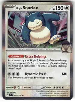 Hop's Snorlax 117/159 Rare Journey Together Pokemon Holo Near Mint - Image 1
