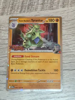 Team Rocket's Tyranitar 096/182 Pokemon Destined Rivals Stamped Prerelease NM - Image 1