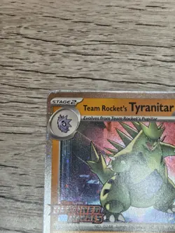 Team Rocket's Tyranitar 096/182 Pokemon Destined Rivals Stamped Prerelease NM - Image 2