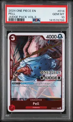 2024 ONE PIECE JUDGE PACK VOLUME 3 014 PELL PSA 10 GEM MINT - Image 1