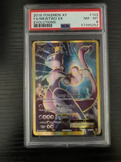 Pokemon 2016 XY Evolutions 103/108 MEWTWO EX FULL ART PSA 8 NM-MT - Image 1