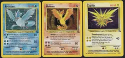 Pokemon Articuno 2/62 Holo Moltres 12/62 Holo Zapdos 15/62 Holo Fossil - Image 1
