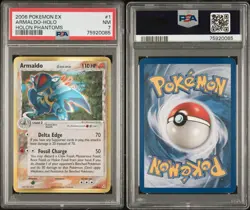 2006 POKEMON EX HOLON PHANTOMS #1 ARMALDO-HOLO PSA 7 - Image 3