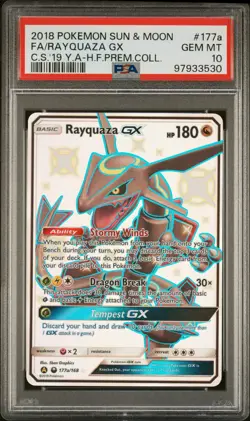 PSA 10 RAYQUAZA GX 177a/168 | Hidden Fates Promo Full Art Pokemon Card - Image 1