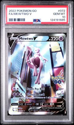 PSA 10 MEWTWO V 072/078 | Pokemon GO Full Art Pokemon Card - Image 1