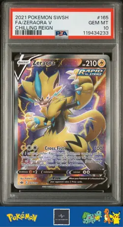 2021 Pokemon SWSH Chilling Reign 165/198 Zeraora V PSA 10 - Image 1