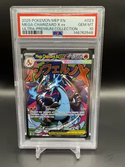 2025 POKEMON MEP EN-ME BLACK STAR PROMO #023 MEGA CHARIZARD X EX PSA 10 - Image 1