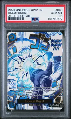 2025 ONE PIECE OP12-LEGACY OF THE MASTER ALTERNATE ART #060 BOEUF BURST PSA 10 - Image 1
