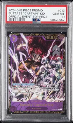 2024 ONE PIECE PROMOS OFFICIAL EVENT TOP PRIZE #013 EUSTASS "CAPTAIN" KID PSA 10 - Image 1