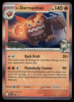 Pokemon Cards N's Darmanitan Prerelease 181 Scarlet & Violet Promo Holo NM - Image 1