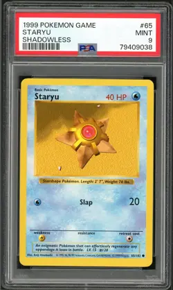 PSA 9 Base Set Shadowless Staryu 65/102 Pokemon Cards 1999🔥 - Image 1