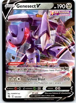 Genesect V 185/264 Holo V Rare Fusion Strike Pokemon Holo Near Mint - Image 1