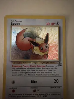 EEVEE #11 BLACK STAR PROMO VINTAGE POKEMON WOTC Vt96 (damaged) - Image 1