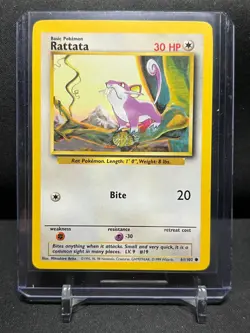 Rattata 61/102 Pokemon 1999 Unlimited Base Set LP - Image 1