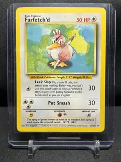 Farfetch'd 27/102 Pokemon 1999 Unlimited Base Set LP - Image 1