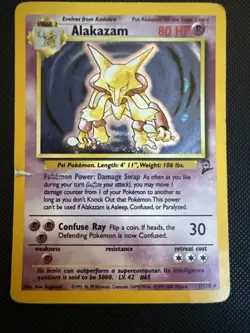 Pokemon TCG Alakazam 1/130 Base Set 2 Holo Rare 80 HP 1999 English RIPPED - Image 1