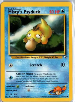 Misty's Psyduck 54/132 Uncommon Gym Heroes Pokemon Lightly Played - Image 1