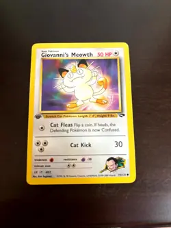 Giovanni's Meowth 74/132 Common Gym Challenge Pokemon 1st Edition NM - Image 2