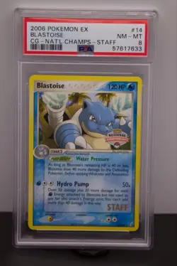 Pokemon Blastoise 14/100 EX Crystal Guardians National Champ STAFF PSA 8 - Image 1